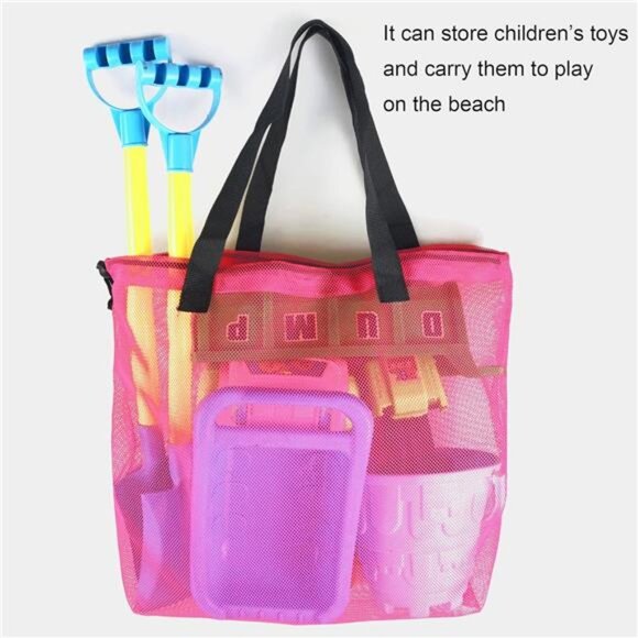 4Pieces Cute Mesh Pool Tote Bags,Mesh Beach Bags With Drawsting For Swim,Travel - Picture 4 of 7